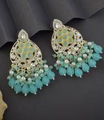Light green color kundan earrings