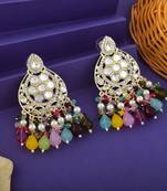 Multi color kundan earrings