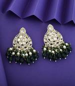 Green color kundan earrings