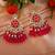 Rani color kundan earrings