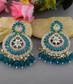 Rama green color kundan earrings