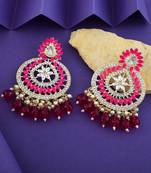 Rani color kundan earrings