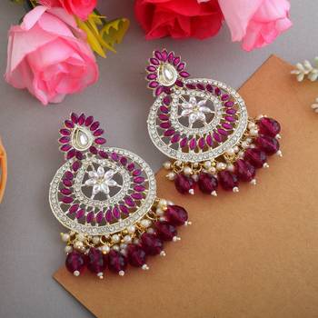 Purple color kundan earrings 1