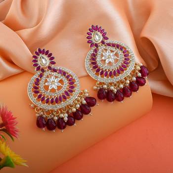 Purple color kundan earrings 2