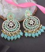 Light green color kundan earrings