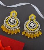 Yellow color kundan earrings