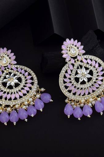 Light purple color kundan earrings