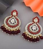 Maroon color kundan earrings