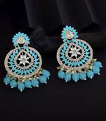 Firozi color kundan earrings