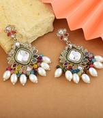 Multi color kundan earrings