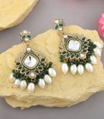Green color kundan earrings