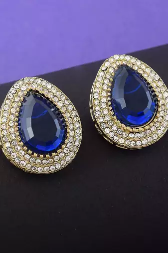 Blue color stud kundan earrings