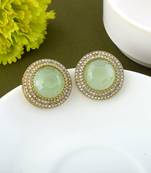 Light green color stud kundan earrings
