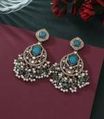 Firozi color kundan earrings