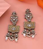 Yellow color kundan earrings