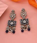 Blue color kundan earrings
