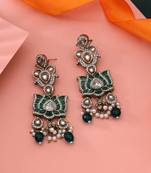 Green color kundan earrings
