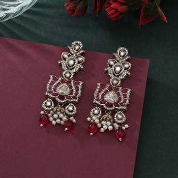 Rani color kundan earrings 2