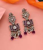 Purple color kundan earrings