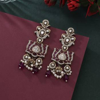 Purple color kundan earrings 2