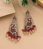 Magenta color kundan earrings