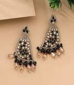Black color kundan earrings