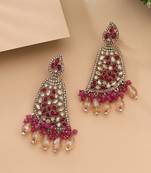 Rani color kundan earrings