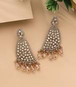 Gold & white color kundan earrings