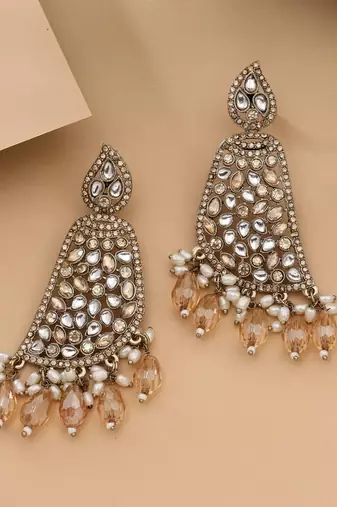 Gold color kundan earrings