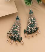 Green color kundan earrings