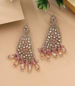Pink color kundan earrings