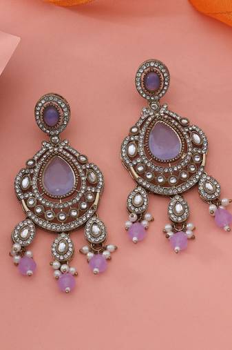 Purple color kundan earrings
