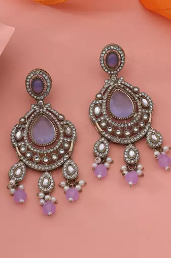 Purple color kundan earrings