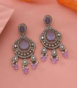 Purple color kundan earrings