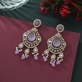 Purple color kundan earrings 2