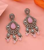 Pink color kundan earrings