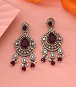 Maroon color kundan earrings