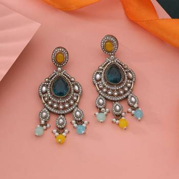 Multi color kundan earrings 1
