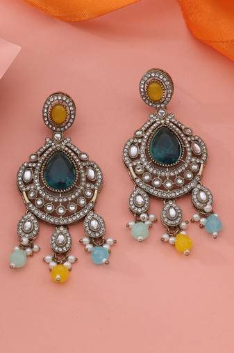 Multi color kundan earrings