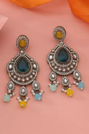 Multi color kundan earrings