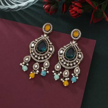 Multi color kundan earrings 2