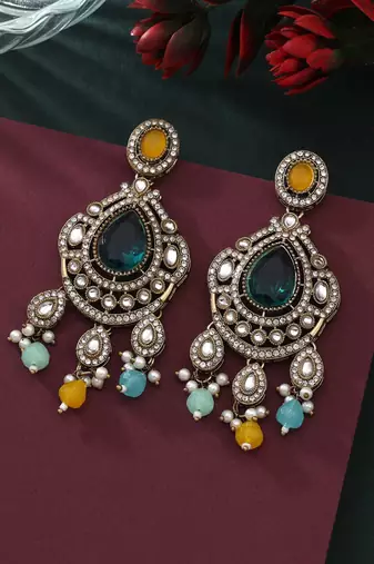 Multi color kundan earrings