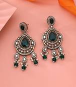 Green color kundan earrings