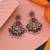 Rani color kundan earrings