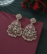 Pink color kundan earrings
