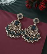 Rama green color kundan earrings