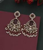 Magenta color kundan earrings