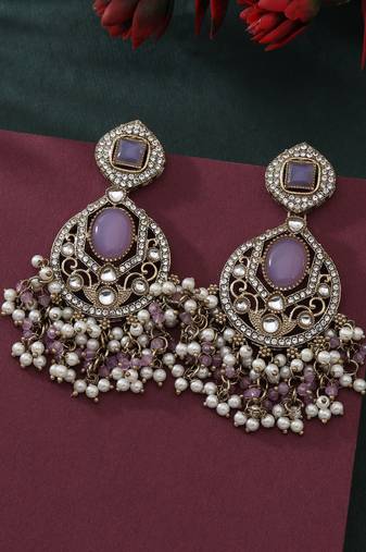 Light purple color kundan earrings