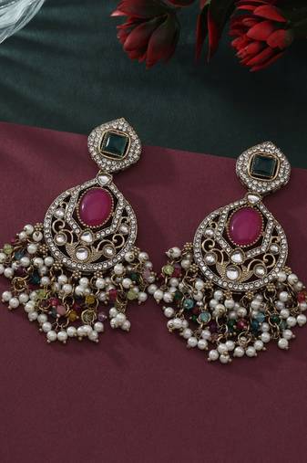 Multi color kundan earrings