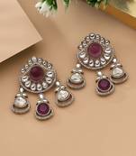 Purple color kundan earrings